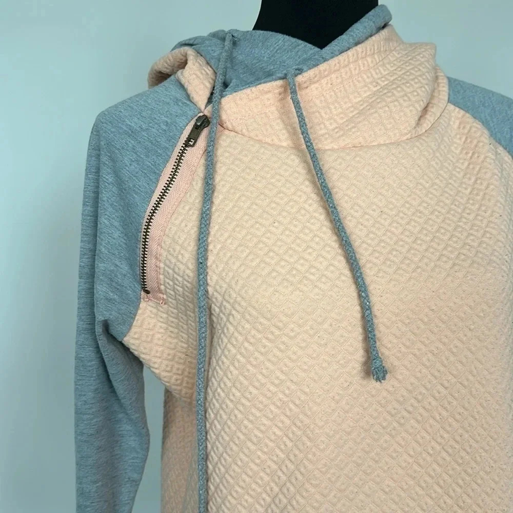 Asymetrical Pink and Grey‎ Hoodie Sz SM - Picture 2 of 5